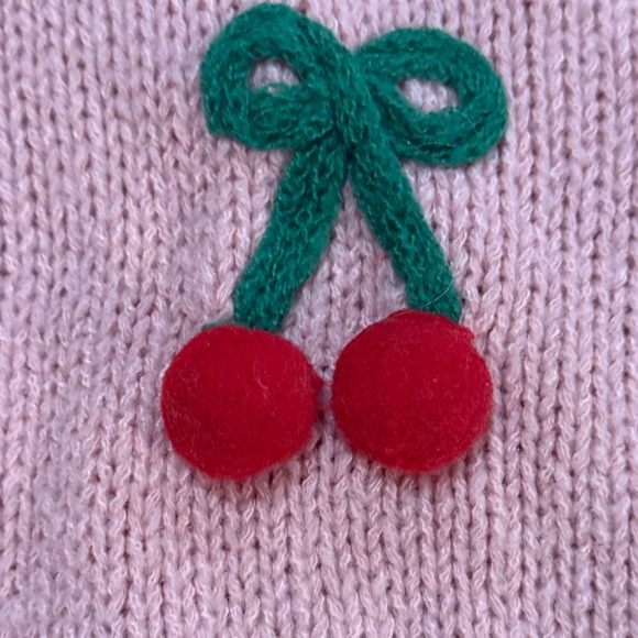 Anthropologie Luna Ivy Pink 3D Cherry Knit Cardigan Sweater Small Chunky Spring - Picture 8 of 12